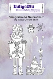 Gingerbread Nutcracker A6 Red Rubber Stamp by Janine Gerard-Shaw